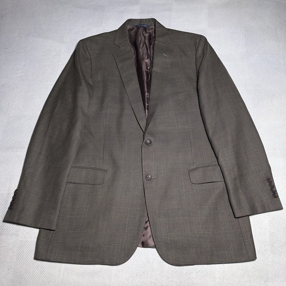 Brooks Brothers 1818 Fitzgerald Blazer Mens 44L Brown Wool Glen Plaid Two Button